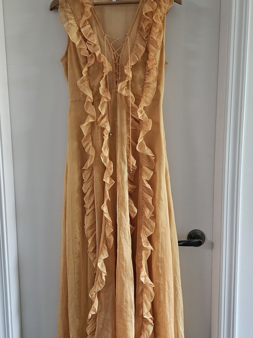 Endless Rose Mustard Ruffle Maxi Dress
